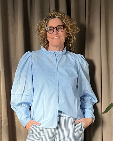 Co Couture BonnieCC Lace Sleeve Shirt Pale Blue 35327